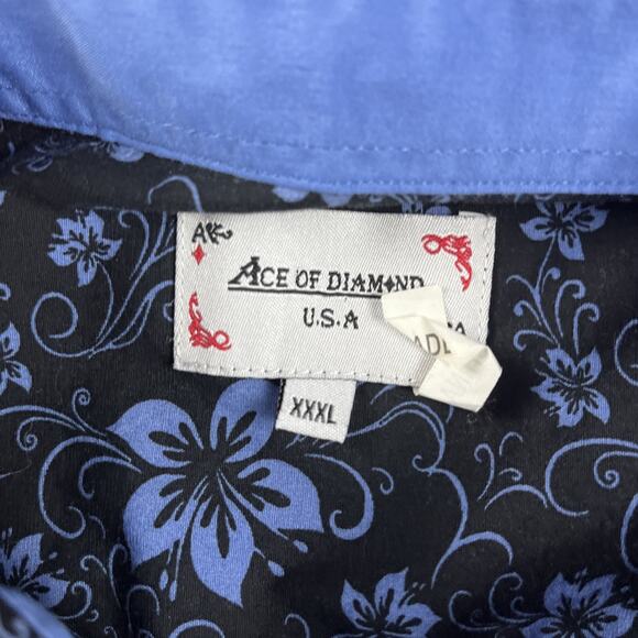 Ace of Diamonds Shirt Mens 3XL Black Blue Pearl Snap Western Retro Cowboy *read - Picture 3 of 12